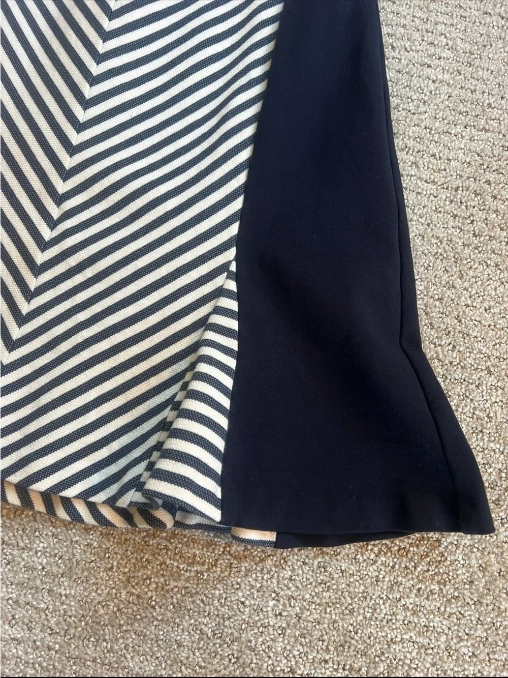 Ann Taylor Navy and White Chevron A-Line Skirt